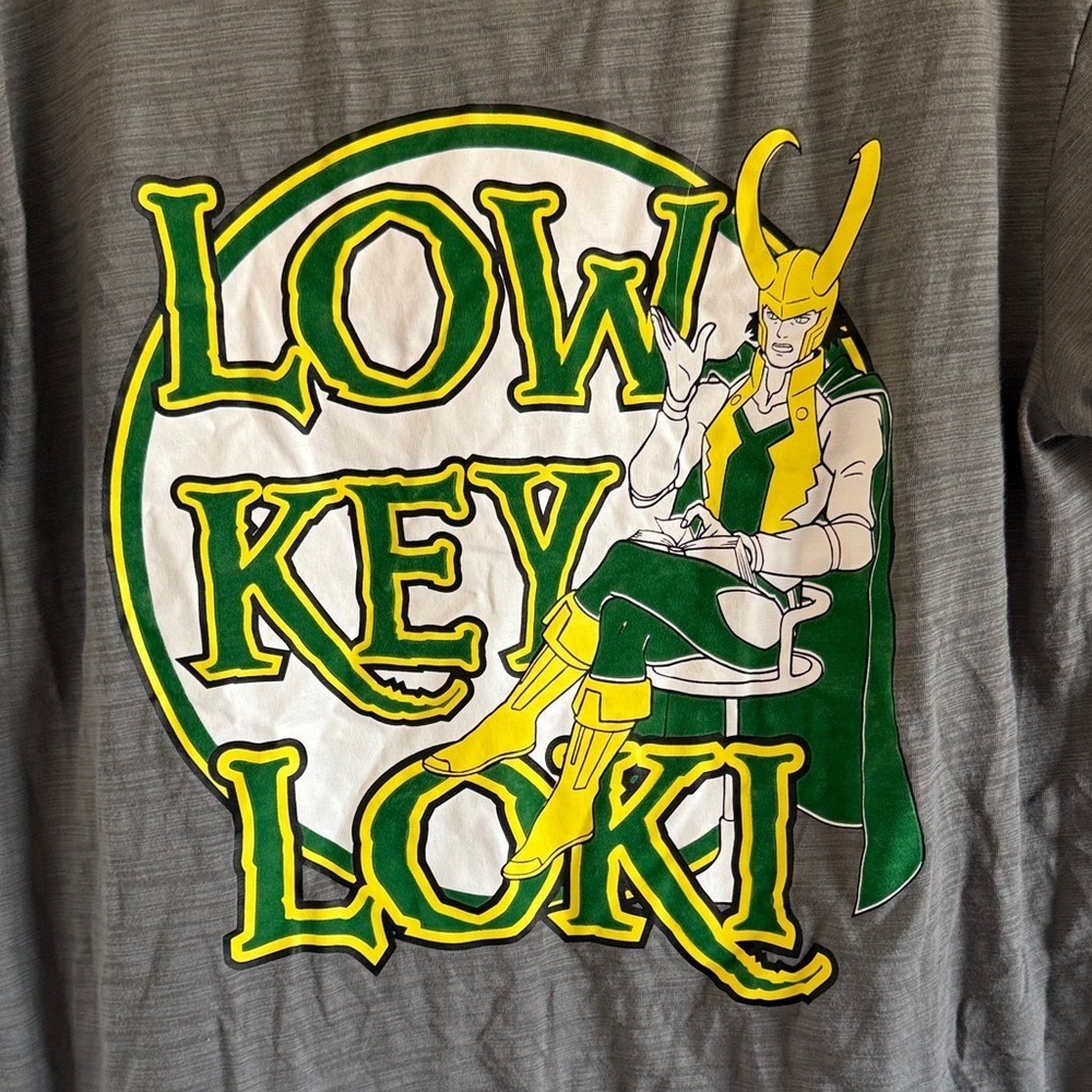Marvel Low Key Loki Gray and Green Tee Size Medium